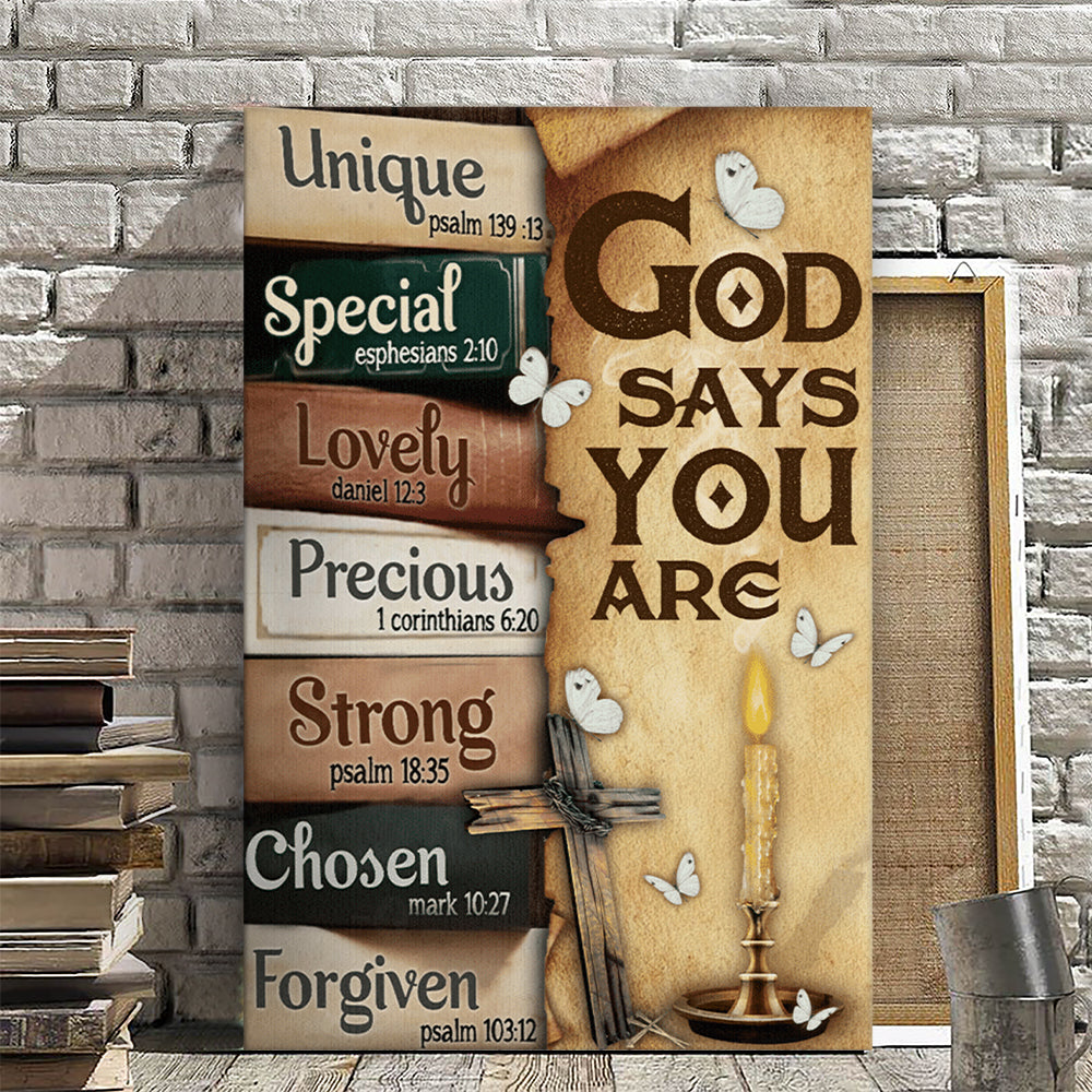 God Says You Are - Butterfly And Cross - Christian Canvas Prints - Faith Canvas - Bible Verse Canvas - Ciaocustom
