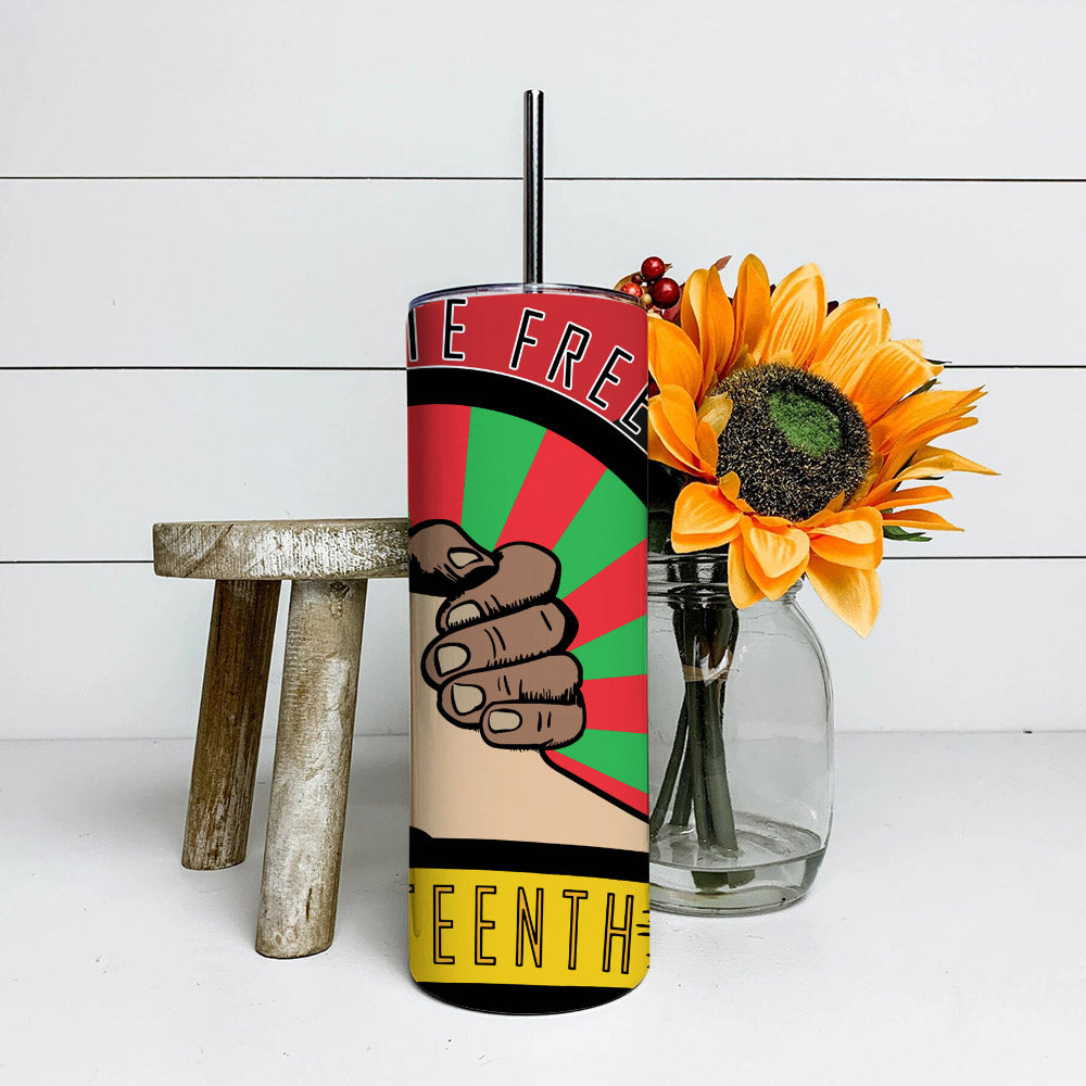 Celebrate Freedom Juneteenth - Juneteenth Tumbler - Stainless Steel Tumbler - 20 oz Skinny Tumbler - Tumbler For Cold Drinks - Ciaocustom