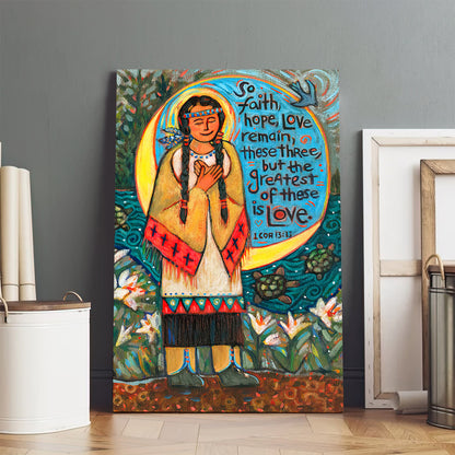 Saint Kateri Tekakwitha Canvas Wall Art - Religious Wall Decor