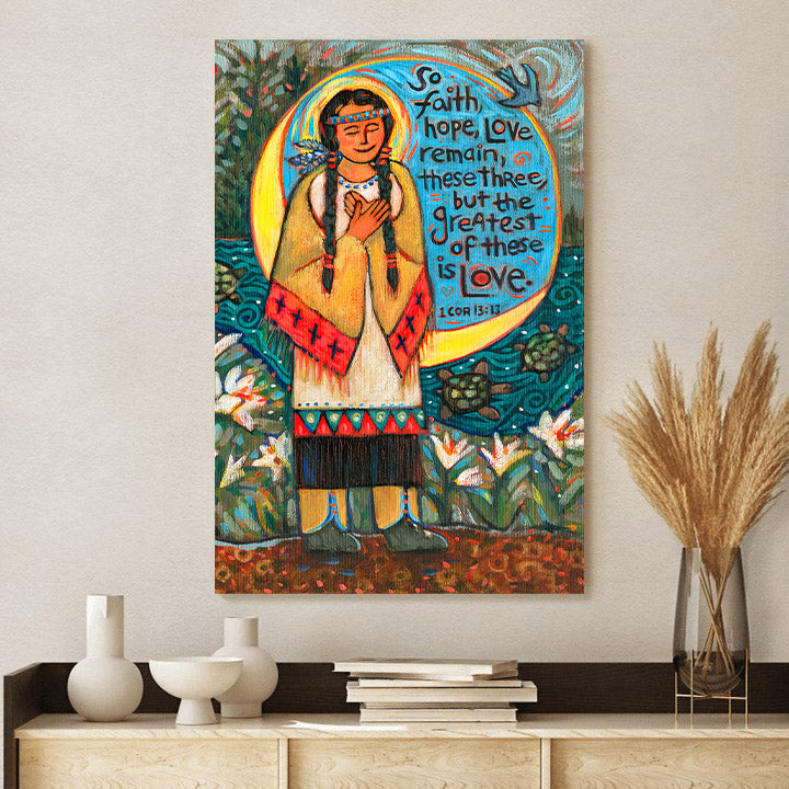 Saint Kateri Tekakwitha Canvas Wall Art - Religious Wall Decor