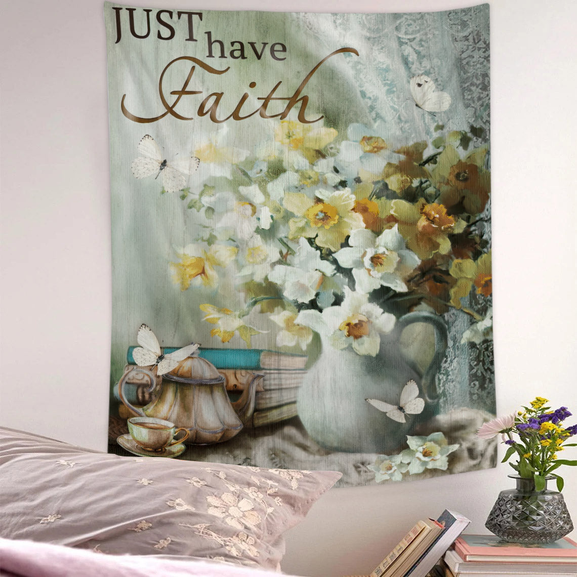 Just Have Faith - Christian Wall Tapestry - Religious Tapestry Wall Hangings - Bible Verse Wall Tapestry - Religious Tapestry - Ciaocustom