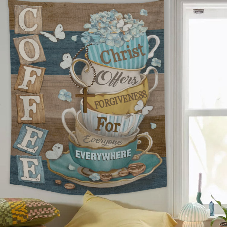 Christ Offers Forgiveness For Everyone Everywhere - Christian Wall Tapestry - Religious Tapestry Wall Hangings - Bible Verse Wall Tapestry - Religious Tapestry - Ciaocustom