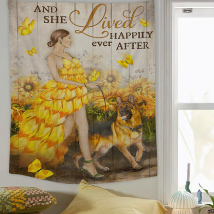 She Lived Happily Ever After - Christian Wall Tapestry - Religious Tapestry Wall Hangings - Bible Verse Wall Tapestry - Religious Tapestry - Ciaocustom