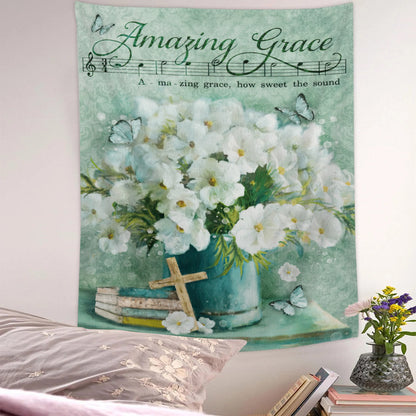 Amazing Grace - Christian Wall Tapestry - Religious Tapestry Wall Hangings - Bible Verse Wall Tapestry - Religious Tapestry - Ciaocustom