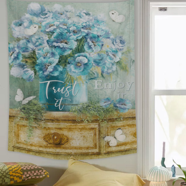 Trust It Enjoy It- Christian Wall Tapestry - Religious Tapestry Wall Hangings - Bible Verse Wall Tapestry - Religious Tapestry - Ciaocustom