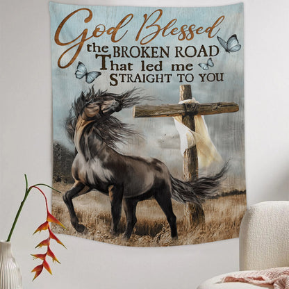 God Blessed The Broken Road - Christian Wall Tapestry - Religious Tapestry Wall Hangings - Bible Verse Wall Tapestry - Religious Tapestry - Ciaocustom