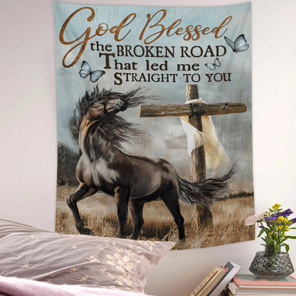 God Blessed The Broken Road - Christian Wall Tapestry - Religious Tapestry Wall Hangings - Bible Verse Wall Tapestry - Religious Tapestry - Ciaocustom