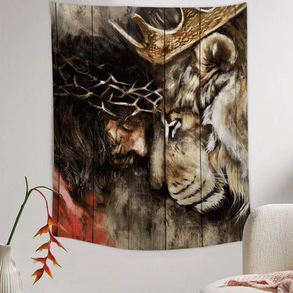 Jesus Is the Lion Of The Tribe Of Judah - Christian Wall Tapestry - Religious Tapestry Wall Hangings - Bible Verse Wall Tapestry - Religious Tapestry - Ciaocustom