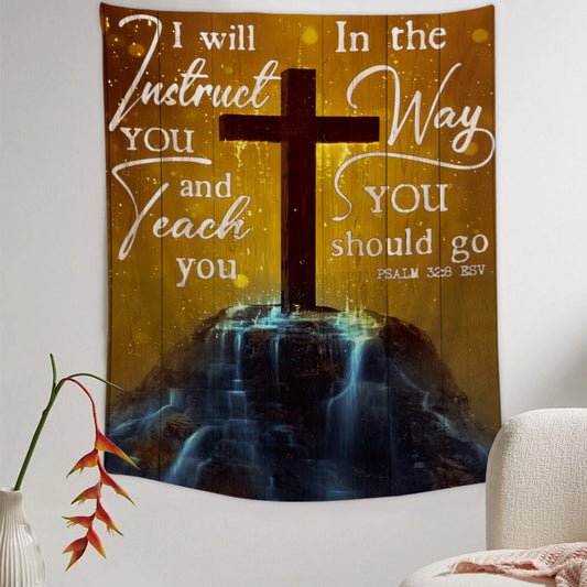 Christian Cross - Christian Wall Tapestry - Religious Tapestry Wall Hangings - Bible Verse Wall Tapestry - Religious Tapestry - Ciaocustom