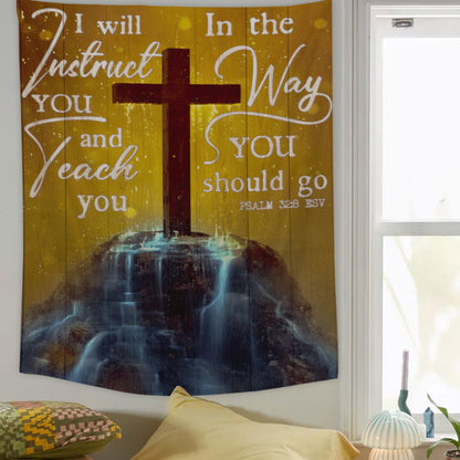 Christian Cross - Christian Wall Tapestry - Religious Tapestry Wall Hangings - Bible Verse Wall Tapestry - Religious Tapestry - Ciaocustom