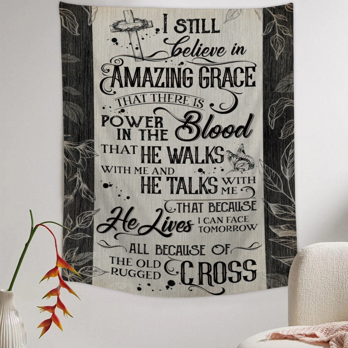 I Still Believe In Amazing Grace Tapestry - Cross - Bible Verse Tapestry - Religious Tapestry - Christian Tapestry Wall Hanging - Ciaocustom