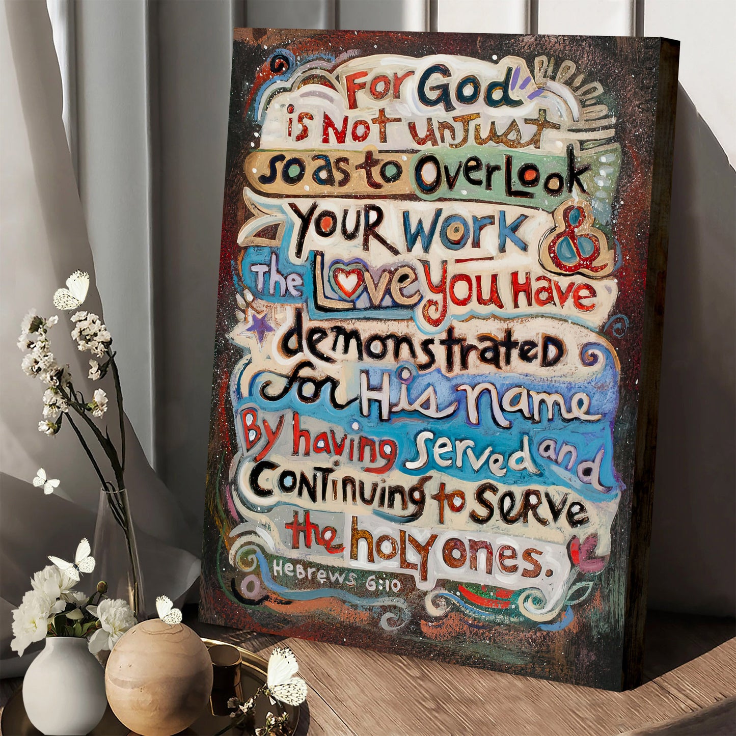 Hebrews 6:10 Serve Holy Ones Canvas Poster - Bible Verse Wall Art - Ciaocustom