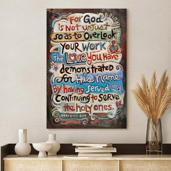 Hebrews 6:10 Serve Holy Ones Canvas Poster - Bible Verse Wall Art - Ciaocustom