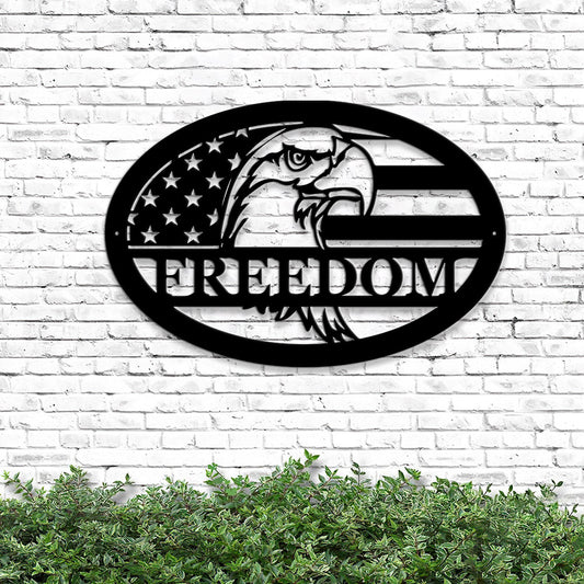 Eagle American Freedom Patriotic Eagle Metal Wall Art - 4th July Independence Day Patriot Gift - Veteran Gift - Eagle Metal Art - Ciaocustom