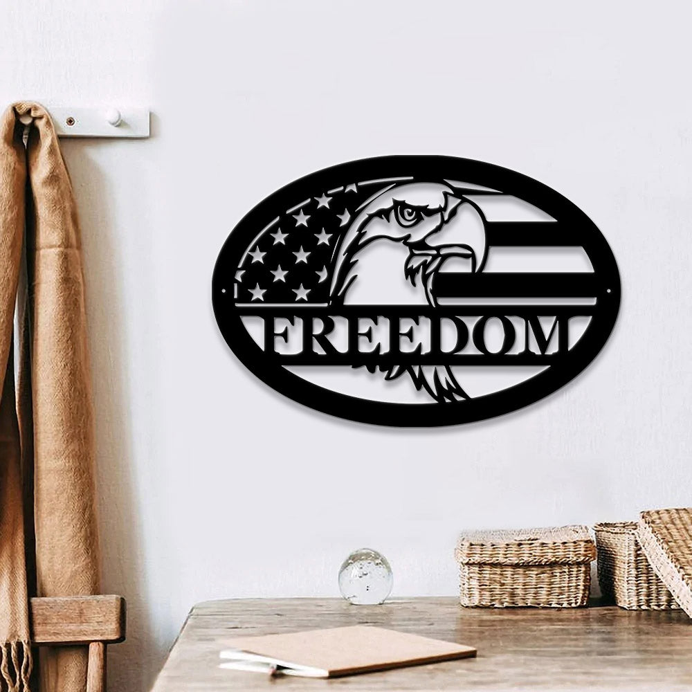 Eagle American Freedom Patriotic Eagle Metal Wall Art - 4th July Independence Day Patriot Gift - Veteran Gift - Eagle Metal Art - Ciaocustom