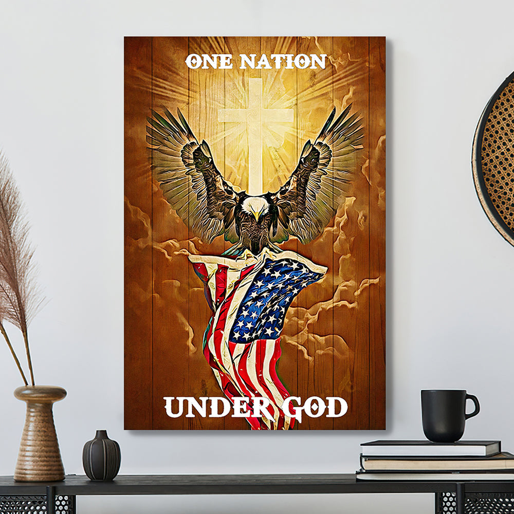 Scripture Canvas Wall Art - Jesus Poster - Flag American One Nation Under God Canvas Poster - Ciaocustom