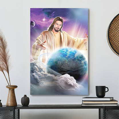 Jesus With Earth - Jesus Holding Earth - God Has The Whole World In His Hands - Jesus Wall Art - Jesus Christ Canvas - Jesus Christ 2022 - Ciaocustom