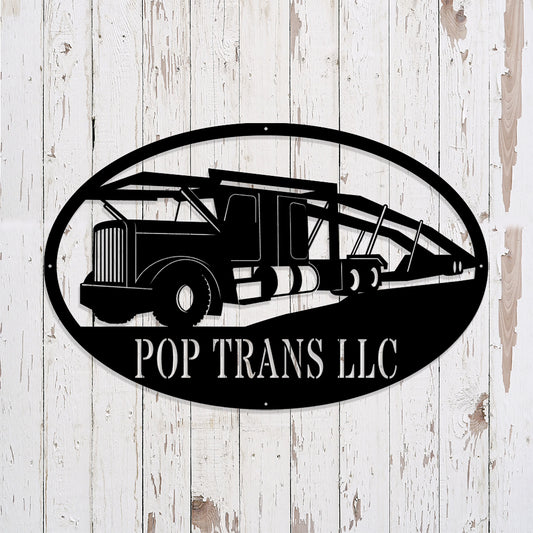 Custom Car Hauler Metal Sign - Personalized Metal Truck Wall Art - Metal Truck Decor - Gifts For Truck Drivers