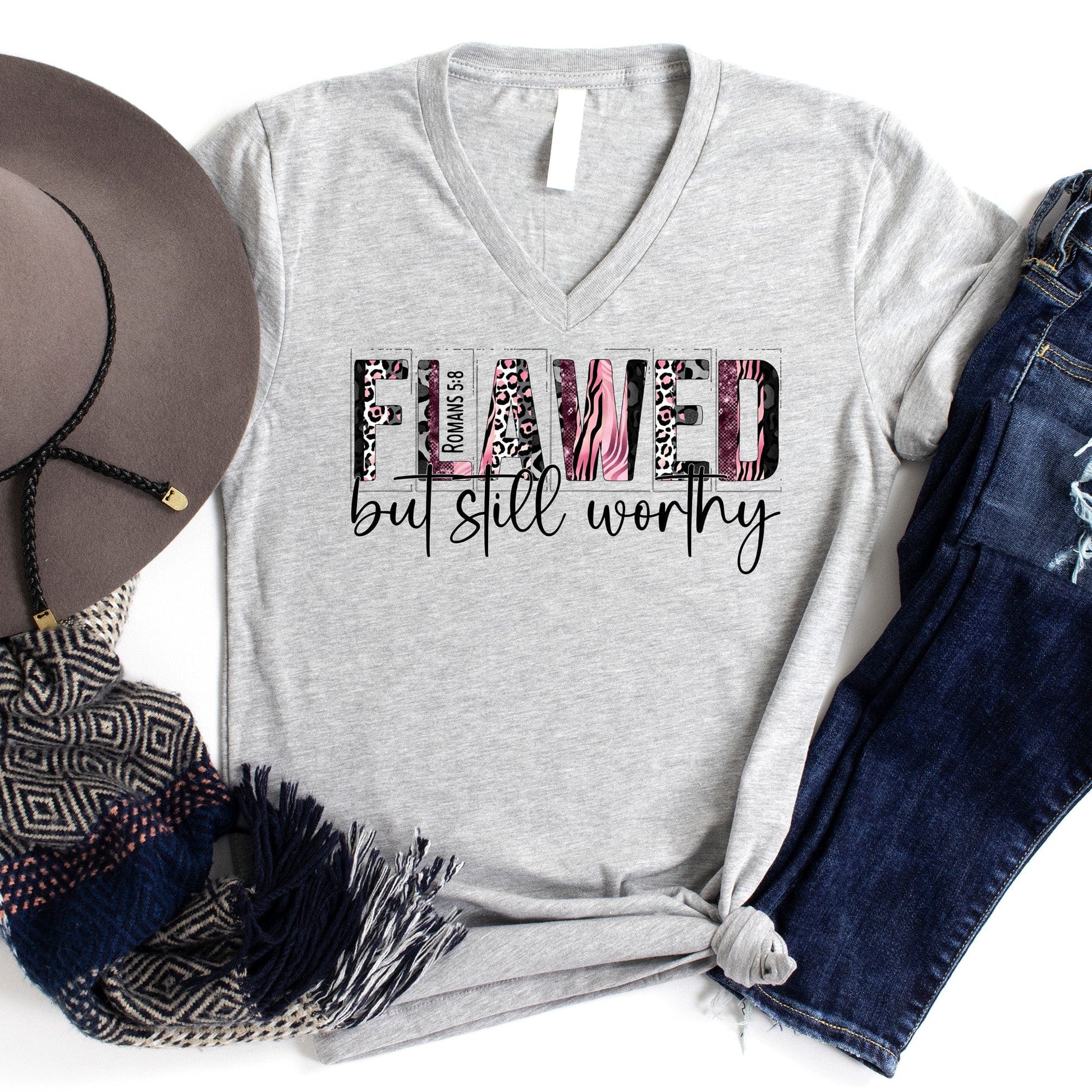 Flawed But Still Worthy T Shirts For Women - Women's Christian T Shirts - Women's Religious Shirts