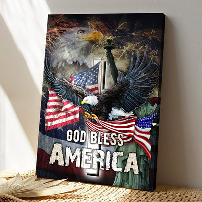 Scripture Wall Decor - Bible Verse Canvas Painting - Flag And God Bless America Canvas Poster - Ciaocustom