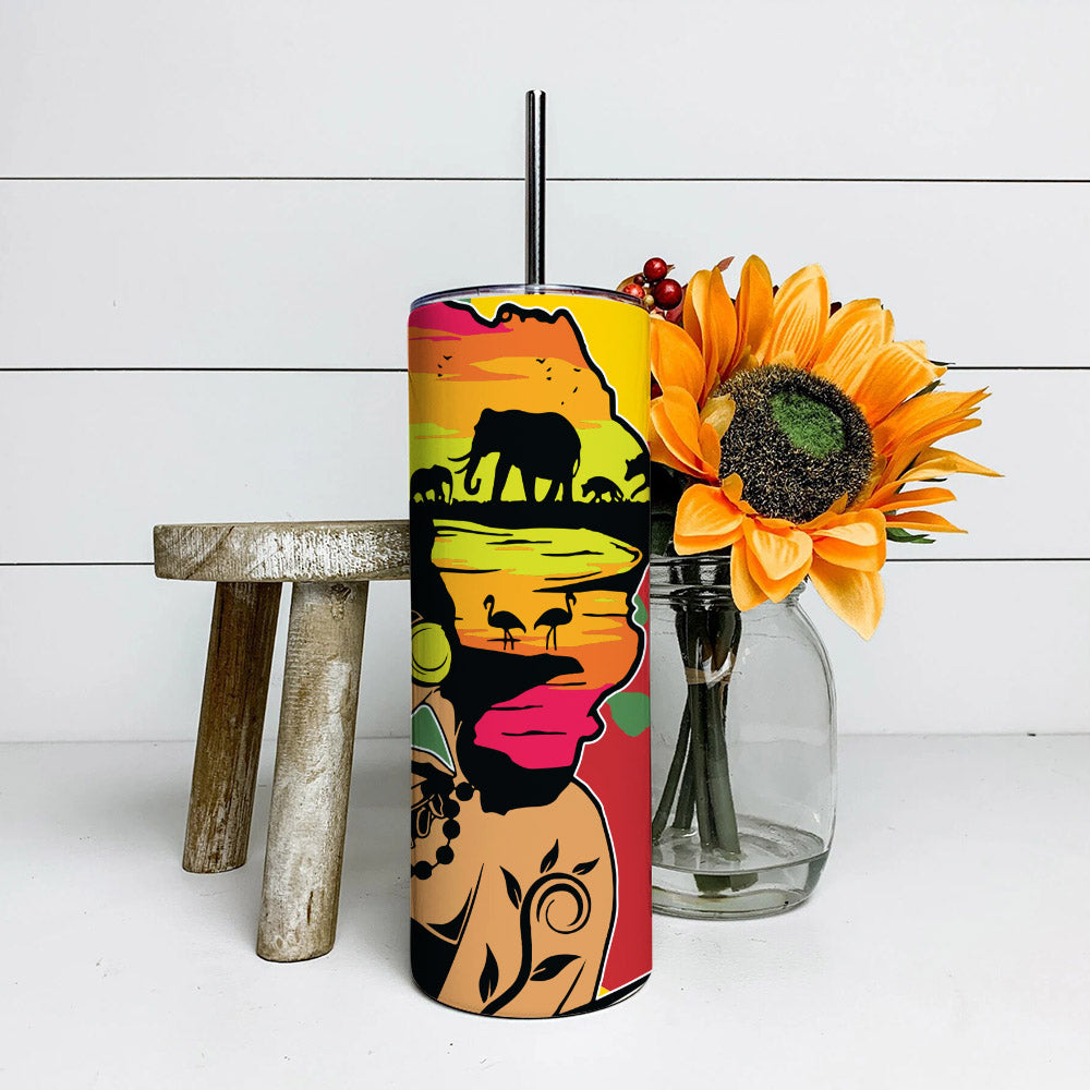 Black Girl - Juneteenth Tumbler - Stainless Steel Tumbler - 20 oz Skinny Tumbler - Tumbler For Cold Drinks - Ciaocustom