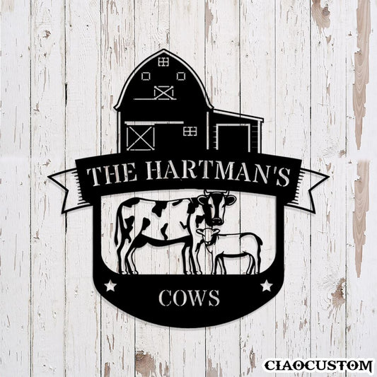 Cow&calf Metal Sign - Custom Metal Farm Signs - Laser Cut Farm Signs - Gifts For Farmers