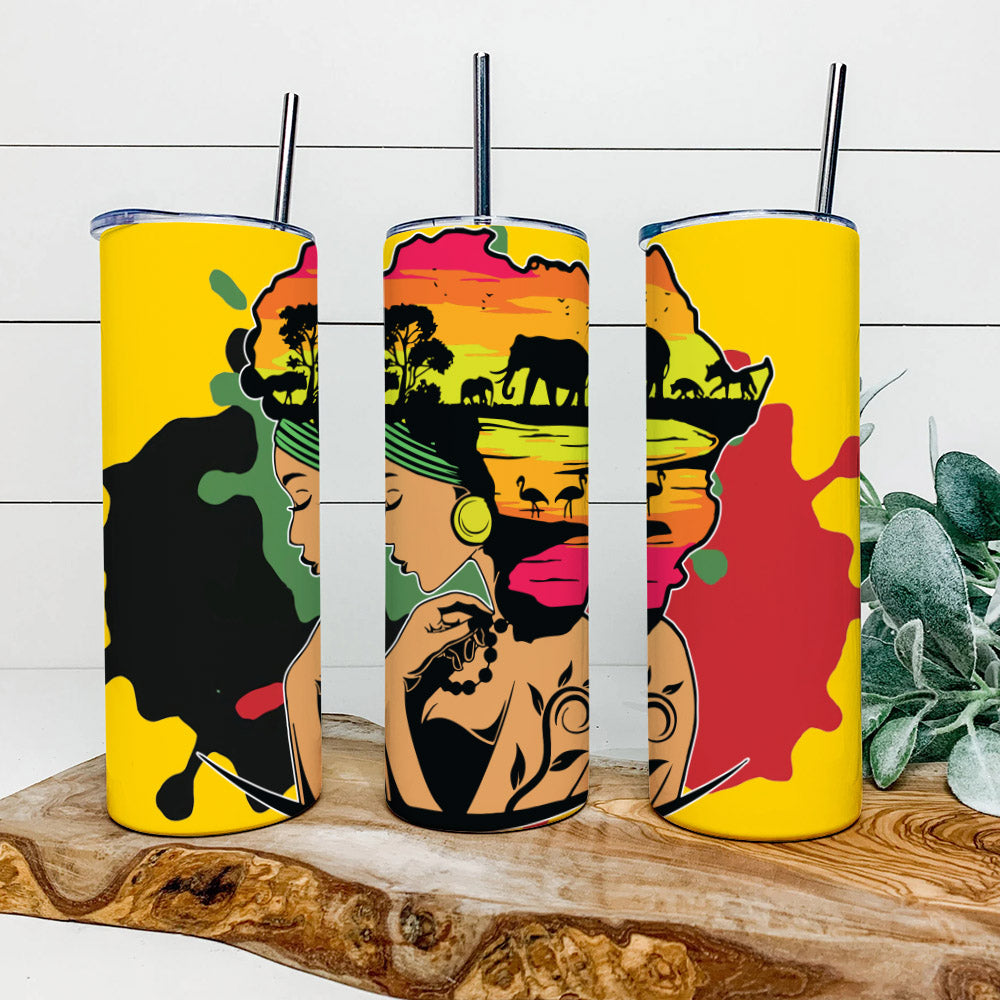 Black Girl - Juneteenth Tumbler - Stainless Steel Tumbler - 20 oz Skinny Tumbler - Tumbler For Cold Drinks - Ciaocustom