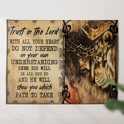 Trust In The Lord - Lion And Jesus Tapestry - God Tapestry - Tapestry Wall Hanging - Christian Wall Tapestry - Religious Tapestry - Ciaocustom