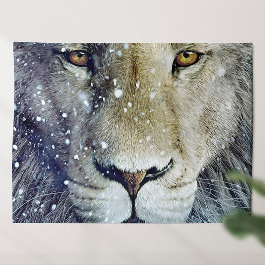 Wallpaper White Lion  - Biblical Tapestries - Christian Tapestry Wall - Christian Tapestry Wall Hanging - Ciaocustom