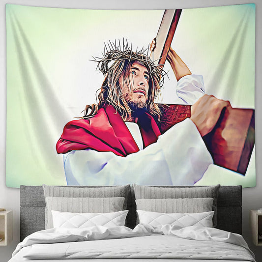 Jesus of Nazareth King of the Jews  - Religious Wall Decor - Christian Tapestry Wall - Christian Tapestry Wall Hanging - Ciaocustom