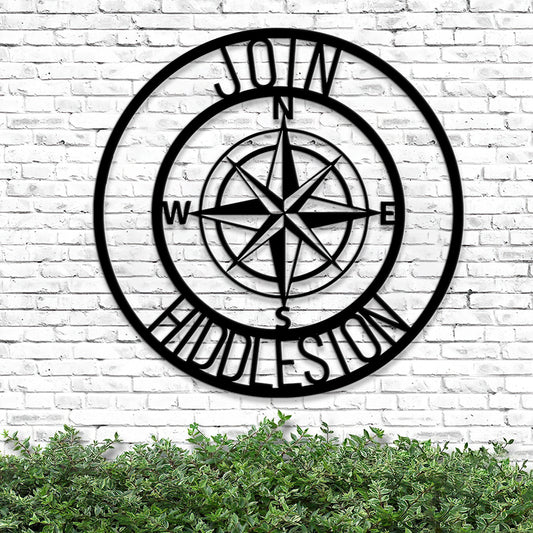 Nautical Compass Monogram - Custom Personalized Compass Monogram With Personalized Name - Metal Wall Art - Nautical Wall Decor - Ciaocustom