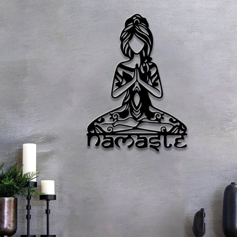 Namaste Metal Wall Art - Yoga Metal Sign - Yoga Metal Wall Art - Gift For Yoga Lovers - Yoga Decor - Yoga Living Room - Ciaocustom