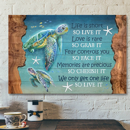 God Jesus Landscape Canvas Prints - God Wall Art - Turtle Under The Ocean - We Only Get One Life So Live It - Ciaocustom
