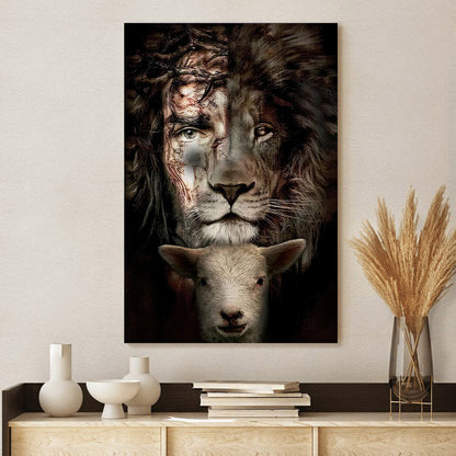 Jesus Lion And Lamb Canvas Poster - Christian Wall Canvas - Ciaocustom