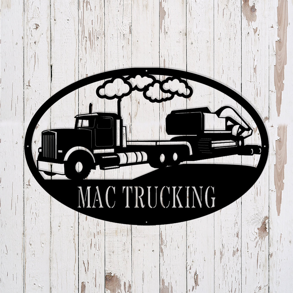 Custom Semi Excavator Metal Sign - Personalized Metal Truck Wall Art - Metal Truck Decor - Gifts For Truck Drivers