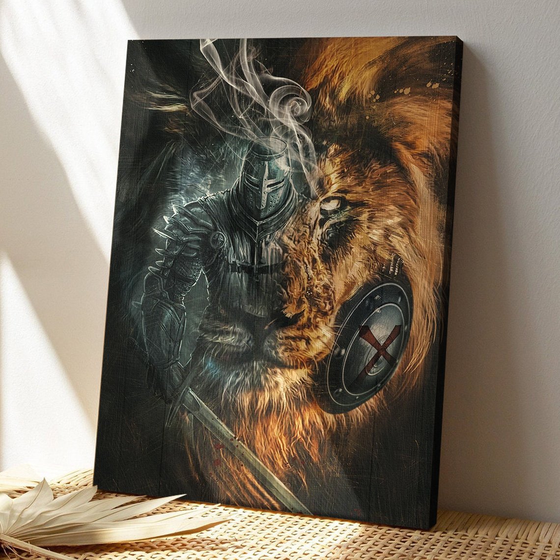 Awesome Warrior And Lion Canvas Posters - Christian Wall Art - Ciaocustom