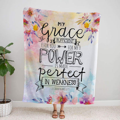 2 Corinthians 129 My Grace Is Sufficient For You Fleece Blanket - Christian Blanket - Bible Verse Blanket