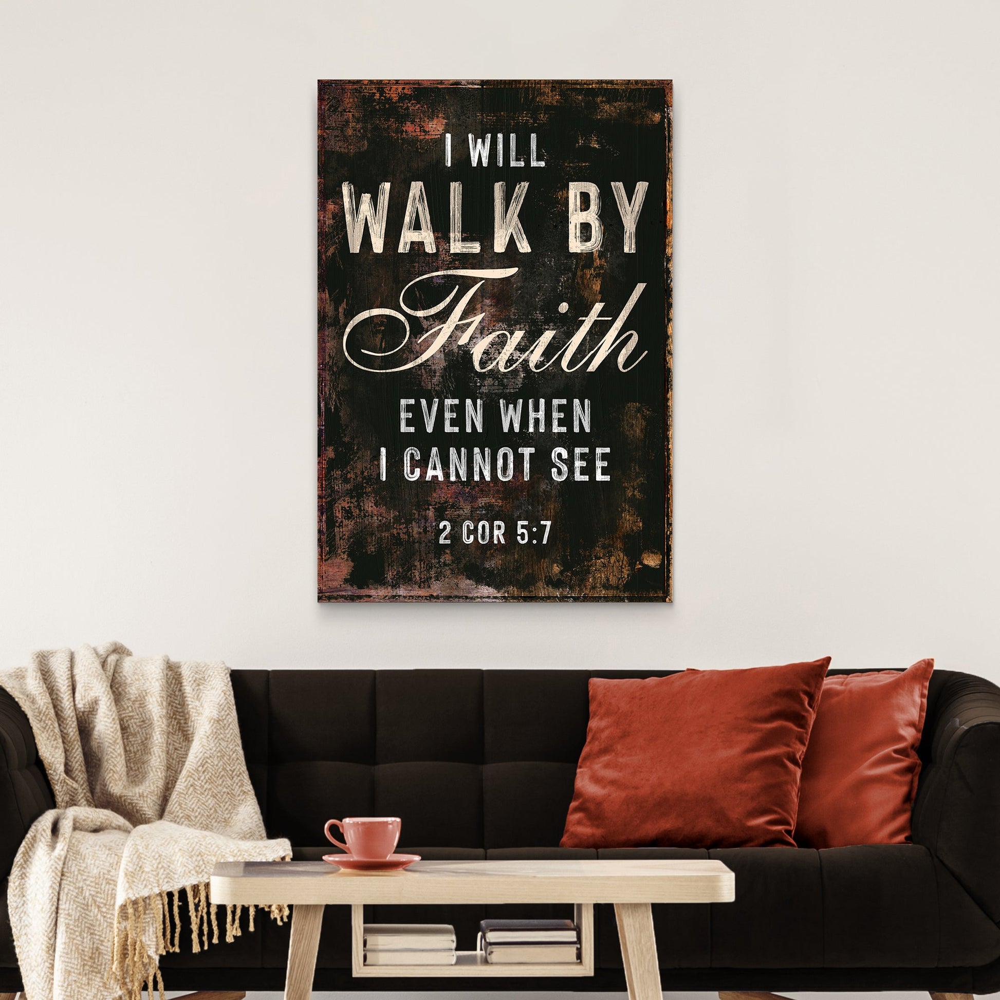 2 Corinthians 57 Walk By Faith Canvas Wall Art - Christian Wall Decor - Bible Verse Canvas Art