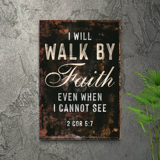 2 Corinthians 57 Walk By Faith Canvas Wall Art - Christian Wall Decor - Bible Verse Canvas Art