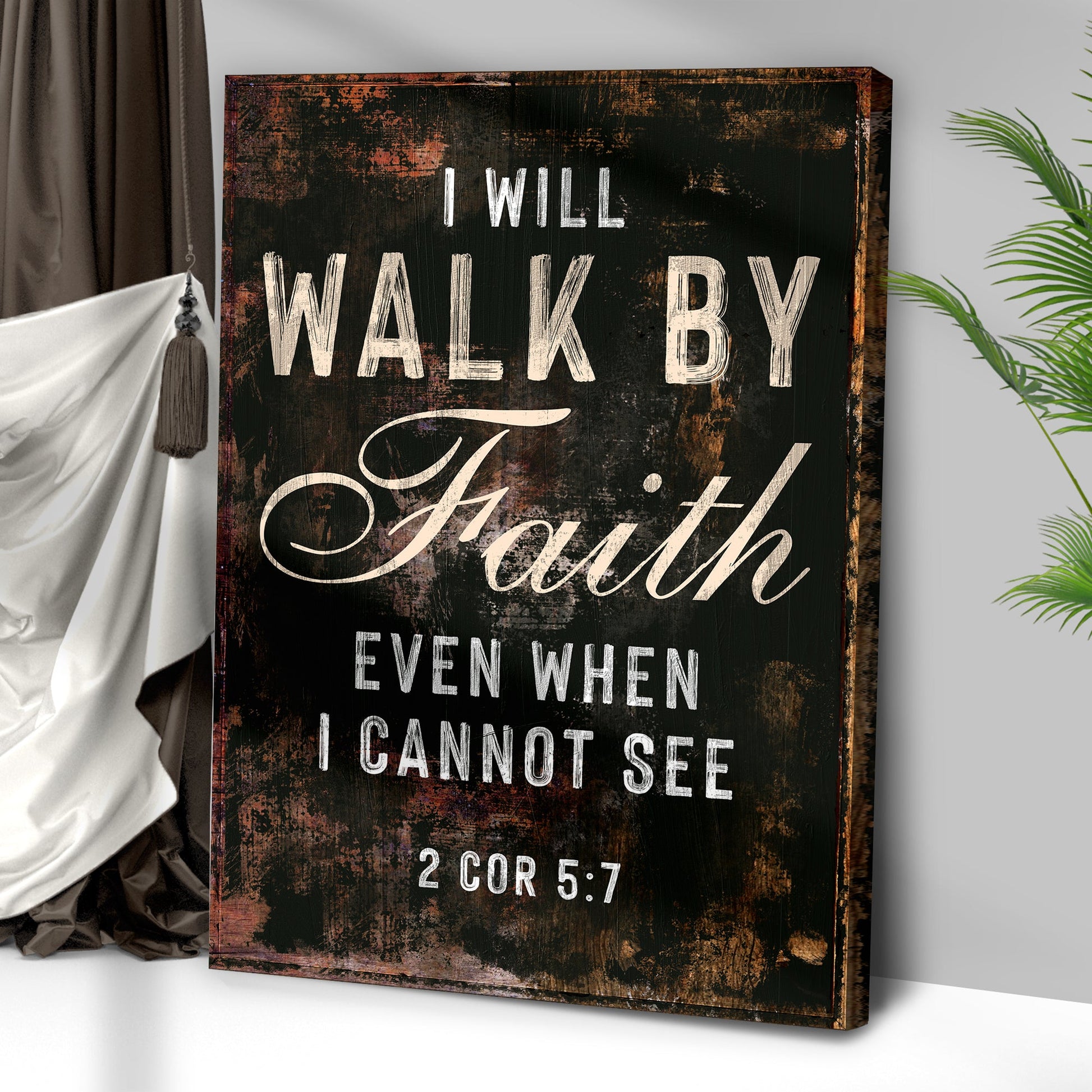 2 Corinthians 57 Walk By Faith Canvas Wall Art - Christian Wall Decor - Bible Verse Canvas Art