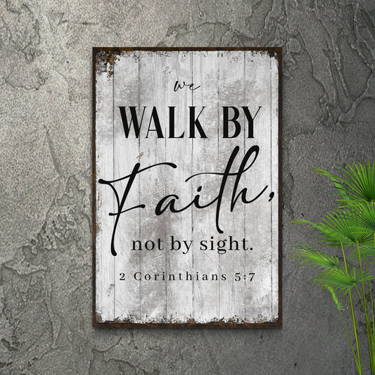 2 Corinthians 57 Walk By Faith III Canvas Wall Art - Christian Wall Decor - Bible Verse Canvas Art
