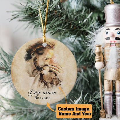 Custom Jesus And Dog Memorial Ornament - Safe in His Arms Ornament - Christmas Ornament - Ciaocustom