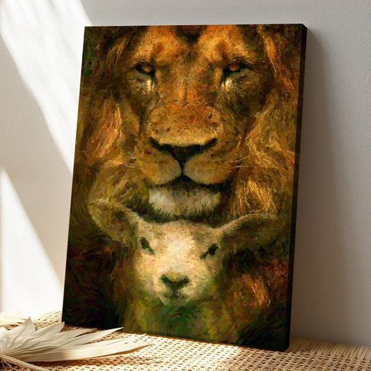 Lion And Lamb Canvas - Bible Verse Canvas - God Canvas - Scripture Canvas Wall Art - Ciaocustom