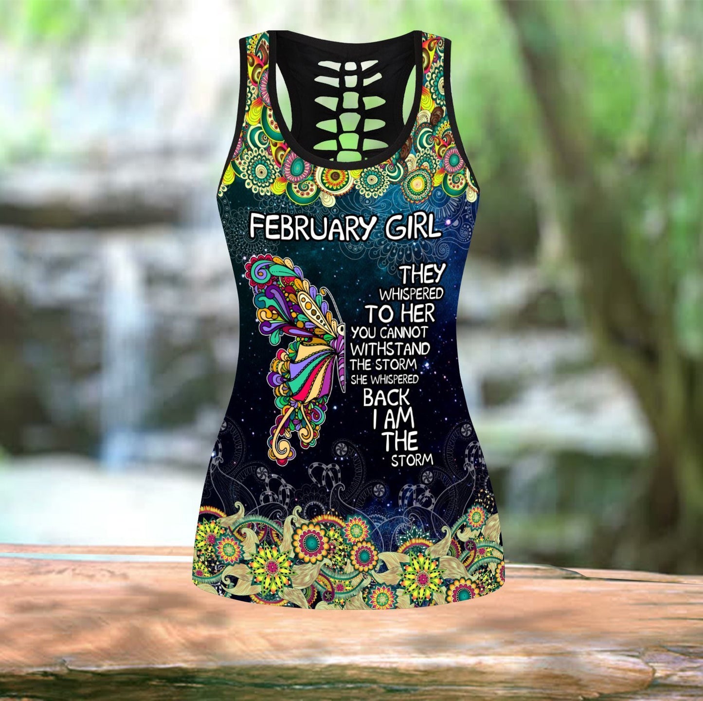 February Girl They Whispered To Her You Cannot Withstand The Storm - Christian Tank Top And Legging Sets For Women