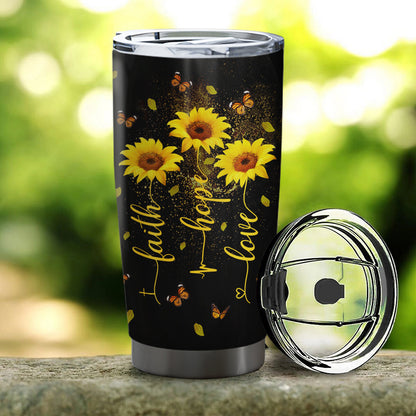 Faith Hope Love - Personalized Tumbler - Stainless Steel Tumbler - 20oz Tumbler - Tumbler For Cold Drinks - Ciaocustom