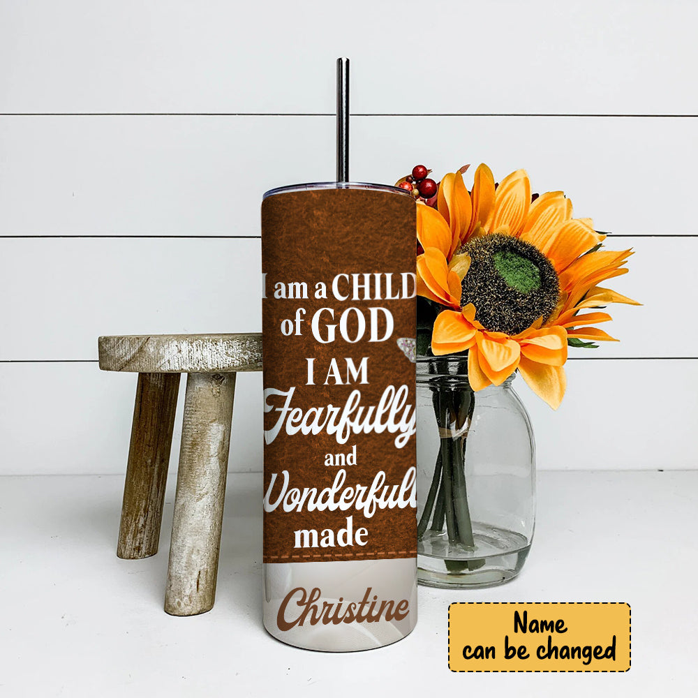 I Am A Child Of God - Personalized Tumbler - Stainless Steel Tumbler - 20oz Skinny Tumbler - Tumbler For Cold Drinks - Ciaocustom