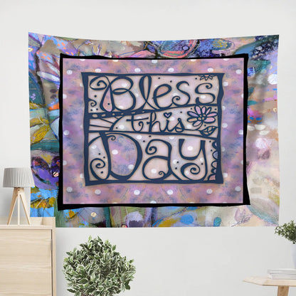 Bless This Day Tapestry - Christian Tapestry - Religious Wall Decor