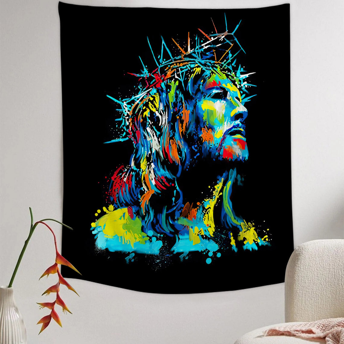 Jesus Christ Figure Tapestry - Jesus Tapestry - Christian Wall Tapestry - Religious Tapestry Wall Hangings - Bible Verse Wall Tapestry - Ciaocustom