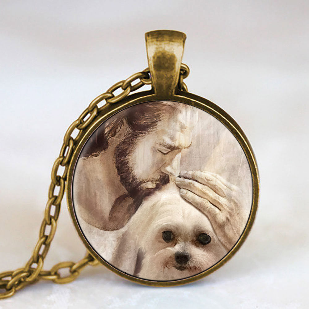 Memorial Pet With Jesus - Jesus Christ Necklace - Jesus Pendant - Catholic Necklace - Ciaocustom