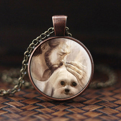 Memorial Pet With Jesus - Jesus Christ Necklace -  Jesus Pendant - Catholic Necklace - Ciaocustom